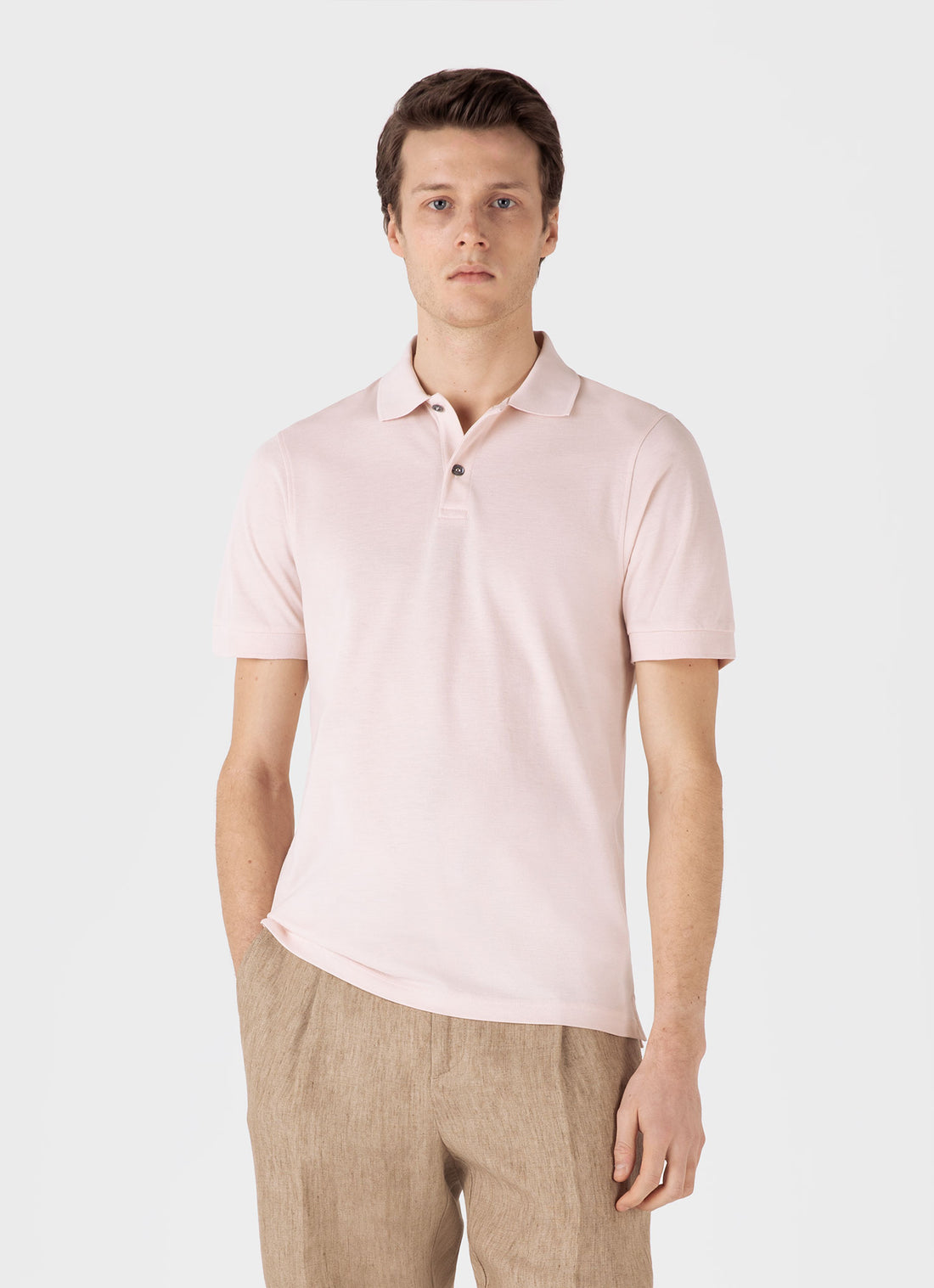 Men's Piqué Polo Shirt in Pastel Pink